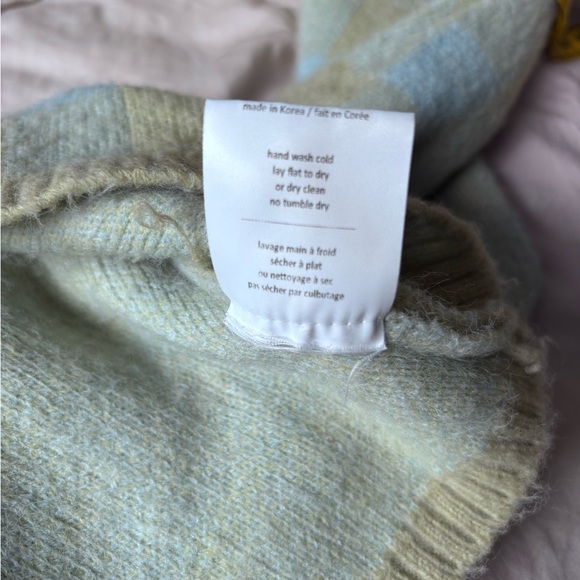 OAK + FORT Women's Long Sleeve Cardigan Sweater - Green, blue Plaid, Cropped - Picture 7 of 9